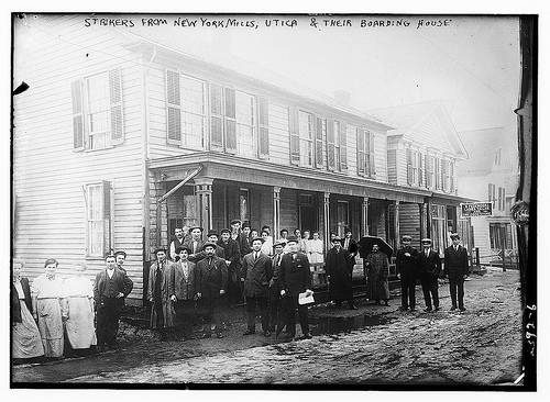 Strikers from New York Mills, Utica & their boarding home (LOC)