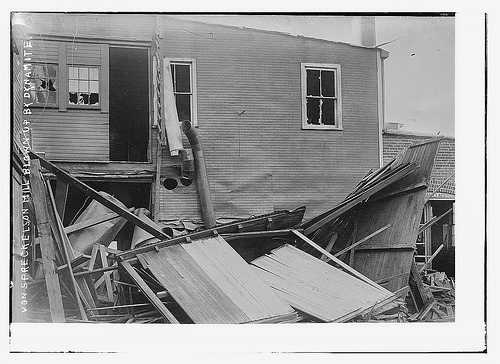 Von Spreckelson Mill blown up by dynamite (LOC)