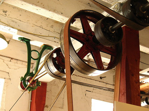 drive belts in the ceiling