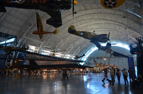 Steven F. Udvar-Hazy Center: Profile view of the SR-71 Blackbird, F-4 Corsair, P-40 Warhawk, among others