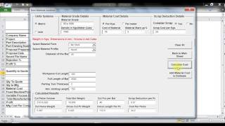 Machining Material Expense Calculations making use of JobShopQuote MAC